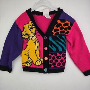 Vintage girl size 4/5 disney lion king cardigan sweater multicolor